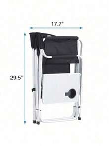 1-Piece Padded Folding Outdoor Chair With Side Table And Storage Pockets,Lightweight Oversized Directors Chair For Indoor, Outdoor Camping, Picnics And Fishing,Green - Đen + Xám + Nhôm-1 - Xem 5