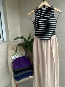 Calça Feminina Pantalona Duna Cintura Elástica Com Bolso Cintura Alta