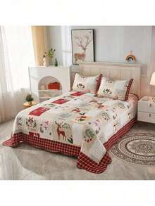 MarCielo Christmas Quilt Set Bedspread Set - 女王 - 查看 1