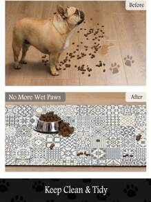 1 Tapis d'alimentation pour animal de compagnie 50 cm * 80 cm, avec un fond en caoutchouc antidérapant pour prévenir les chutes, un effet d'absorption de l'eau et de nettoyage facile, convient pour l'alimentation des chats et des chiens