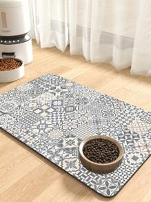 1 Tapis d'alimentation pour animal de compagnie 50 cm * 80 cm, avec un fond en caoutchouc antidérapant pour prévenir les chutes, un effet d'absorption de l'eau et de nettoyage facile, convient pour l'alimentation des chats et des chiens