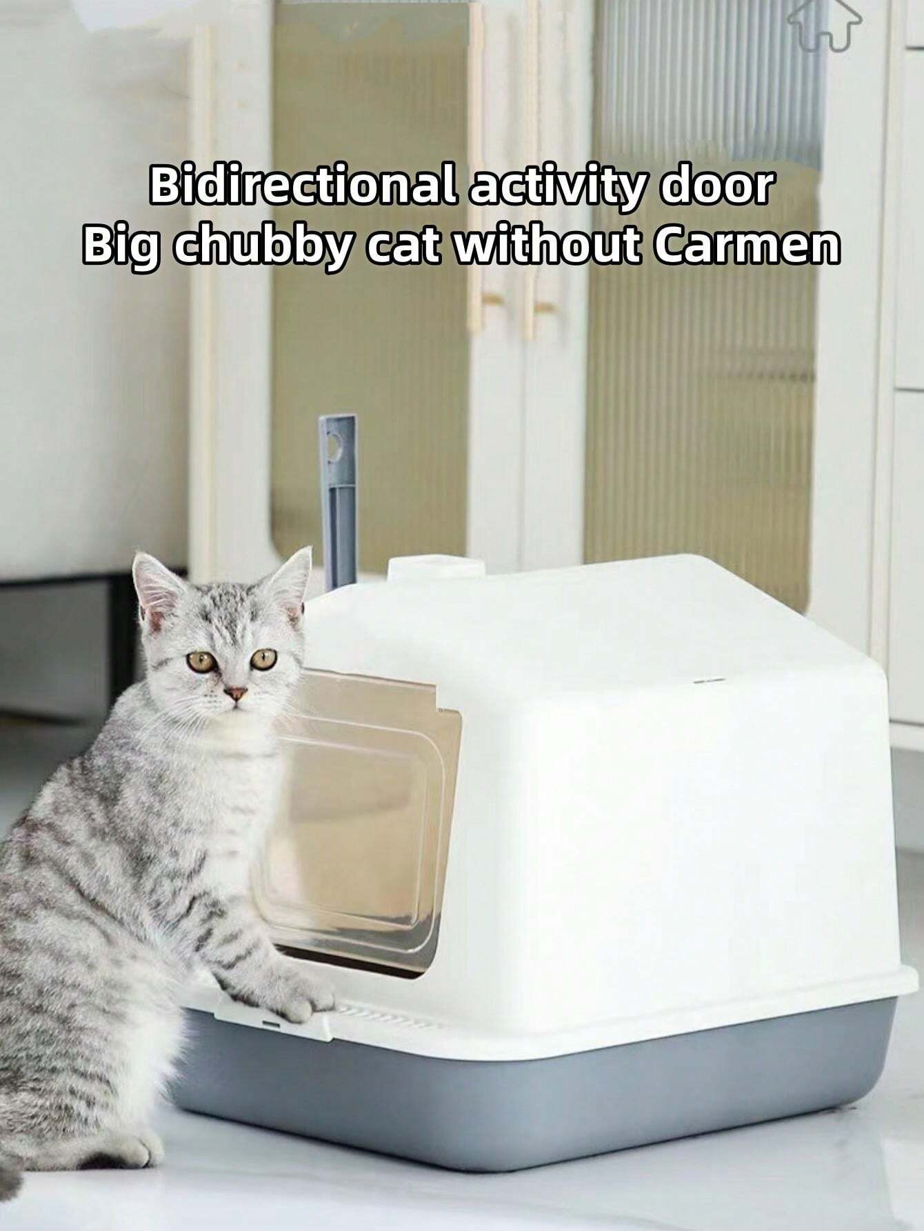 Large Fully Enclosed Cat Litter Box, Snow House Style, AntiSplash