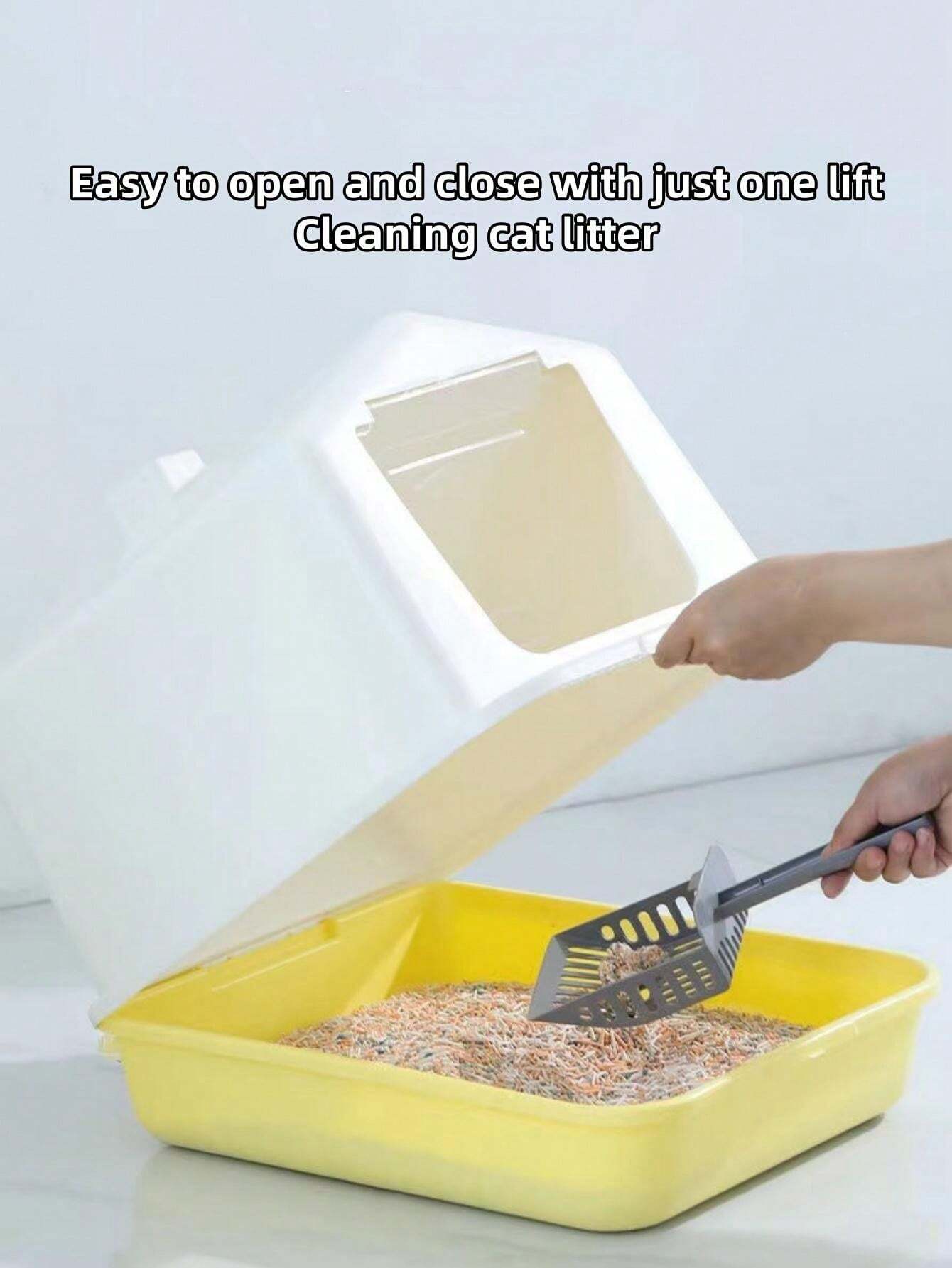 Large Fully Enclosed Cat Litter Box, Snow House Style, AntiSplash