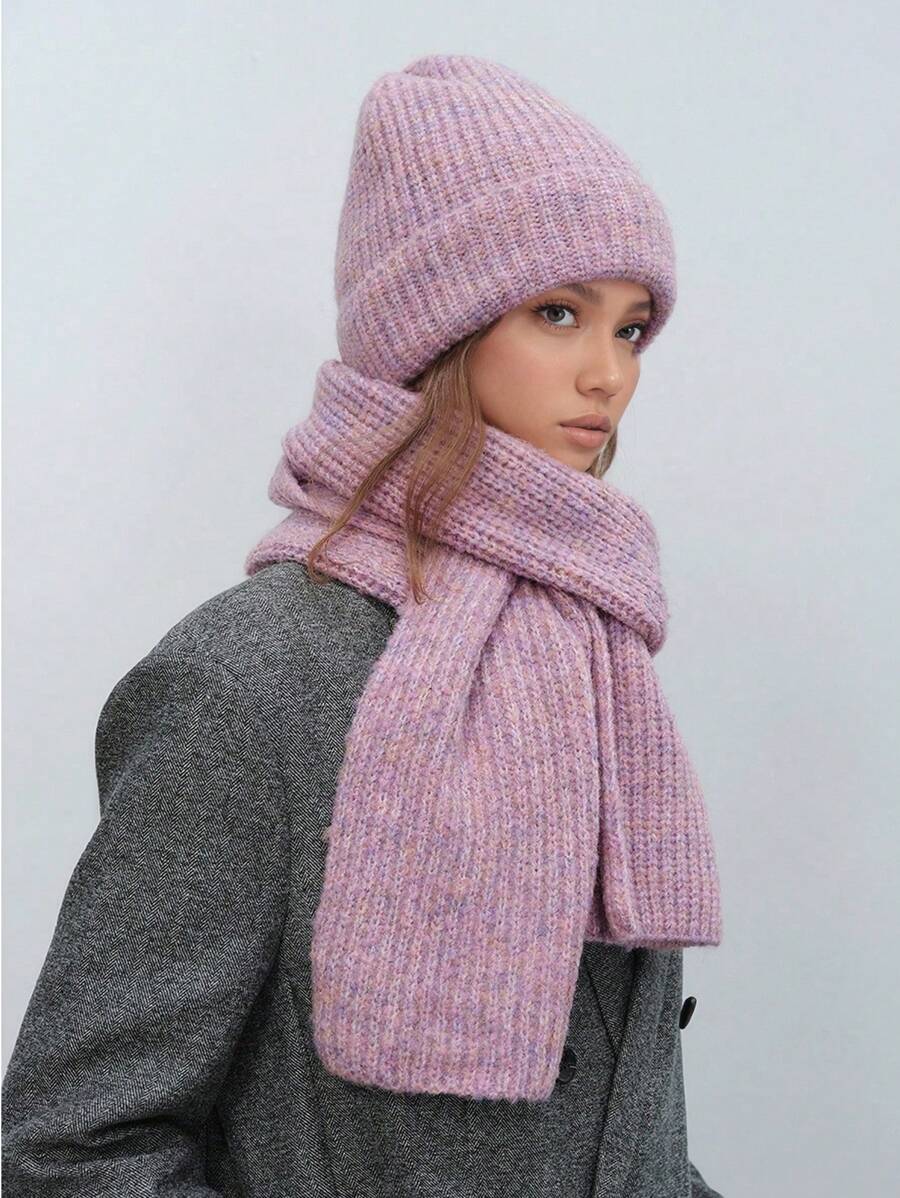 1 szt./zestaw: szalik i czapka dzianinowa w stylu vintage, w kolorowe gradienty, ciepły i wiatroszczelny, idealny na zewnątrz, do codziennych dojazdów, jesień/zima