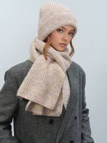 1 szt./zestaw: szalik i czapka dzianinowa w stylu vintage, w kolorowe gradienty, ciepły i wiatroszczelny, idealny na zewnątrz, do codziennych dojazdów, jesień/zima