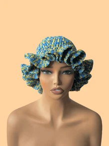 1 件女士手工钩编荷叶边针织贝雷帽，成人软边钟形帽，轻质镂空蕾丝无檐小便帽，有弹性，Y2K 风格，适合日常穿着、摄影、聚会、野餐、户外活动，保暖、防风、保暖耳朵、圣诞节