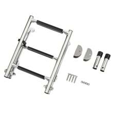 3 Step Folding Ladder, Stainless Steel Ladder, 3 Step Folding Boat Ladder - Silver and Black - View 9