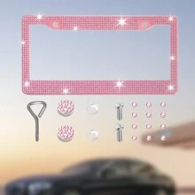 1 件 Bling Bling 塑料汽车牌照框，带手工水晶钻，多色、防锈、耐用，带配件可作为圣诞礼物 - 彩色 - 查看 12