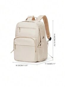 Lightweight Nylon Water Resistant Solid Color School Bag, Aesthetic Women Commuter Backpack All-Match Zipper Rucksack With Top Handles, School Backpack Bookbags Laptop Bag for Teens Students, Computer Backpack Travel Work Bags Daypack, Suitable for School College Travel Business for Women Girls Students Gift for Girlfriend