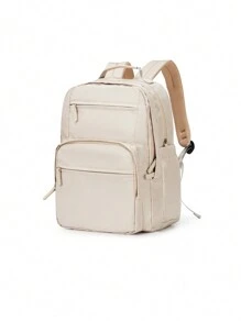 Lightweight Nylon Water Resistant Solid Color School Bag, Aesthetic Women Commuter Backpack All-Match Zipper Rucksack With Top Handles, School Backpack Bookbags Laptop Bag for Teens Students, Computer Backpack Travel Work Bags Daypack, Suitable for School College Travel Business for Women Girls Students Gift for Girlfriend