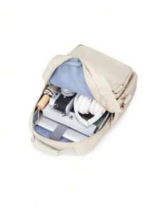 Lightweight Nylon Water Resistant Solid Color School Bag, Aesthetic Women Commuter Backpack All-Match Zipper Rucksack With Top Handles, School Backpack Bookbags Laptop Bag for Teens Students, Computer Backpack Travel Work Bags Daypack, Suitable for School College Travel Business for Women Girls Students Gift for Girlfriend