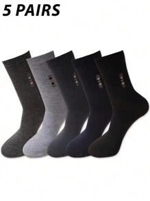 5 paar comfortabele zachte sokken voor heren tot aan de kuit, zakelijke casual stijl, vochtafvoerend, geurbestendig, geschikt voor dagelijkse en werkkleding, herfst/winter