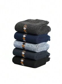 5 paar comfortabele zachte sokken voor heren tot aan de kuit, zakelijke casual stijl, vochtafvoerend, geurbestendig, geschikt voor dagelijkse en werkkleding, herfst/winter