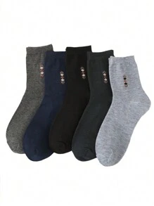 5 paar comfortabele zachte sokken voor heren tot aan de kuit, zakelijke casual stijl, vochtafvoerend, geurbestendig, geschikt voor dagelijkse en werkkleding, herfst/winter