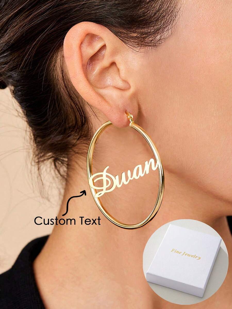 1 Cặp Bông Tai Chữ Cái Tiếng Anh Tùy Chỉnh Tên Thanh Lịch, Thời Trang, Lớn 6cm, Đơn Giản Và Đẹp, Thiết Kế Độc Đáo, Phụ Kiện Đa Năng Cho Tiệc Hàng Ngày, Tiệc Tùng, Đám Cưới, Lễ Hội Âm Nhạc, Ngày Của Mẹ, Ngày Lễ Tình Nhân, Kỷ Niệm, Giáng Sinh, Lễ Tạ Ơn, Sinh Nhật, Một Món Quà Hoàn Hảo Cho Mẹ, Quý Cô, Bạn Bè Và Đối Tác - Vàng - Xem 1