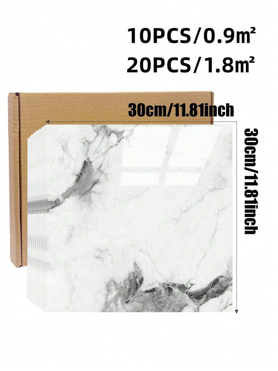 10/20PCS Marble Wall Panels Peel And Stick Backsplash Marble Look Tile