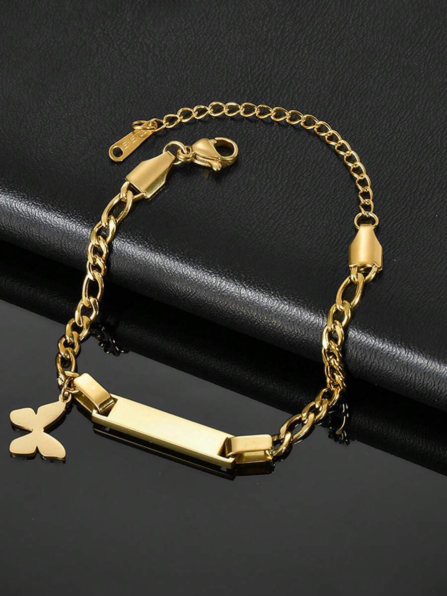 1pc Personalize Girls And Boys Name Bracelet, Customized 18k Gold