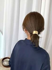 3pcs Fashionable Versatile Alloy Seamless Snag-Free Hair Ties, Gold Color Elastic Snag-Free Hair Ties Ponytail Holders, High Quality Hair Accessories, Gift For Women