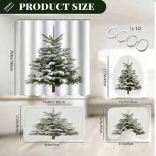 4pcs Christmas Themed Bathroom Shower Curtain Set - Multicolor - View 4