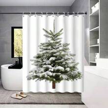 4pcs Christmas Themed Bathroom Shower Curtain Set - Multicolor - View 2