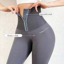 Women's High Waisted Bottoms Yoga Sports Pants Waist Shape 3 Rows Adjustable Outdoor Sports Leggings Gym, Running, Can Lift And Shape Women's Sports Pants - 灰色 - 查看 1