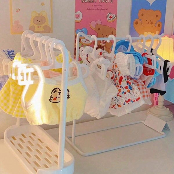 20cm Doll Clothes Storage Rack, Doll Hanging Rack (Doll & Base Excluded)
