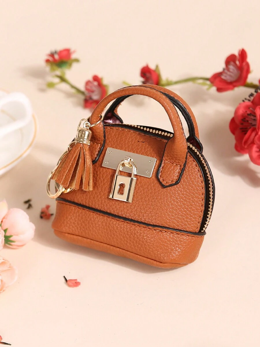 1 Túi Đựng Móc Khóa Ví Đựng Tiền Xu Nữ Thời Trang Mới, Ví Nửa Vòng Mini Dễ Thương, Phong Cách Đơn Giản Giản Dị, Móc Khóa Nhẹ Sang Trọng, túi xách tay, Mặt Dây Chìa Khóa Xe Hơi
