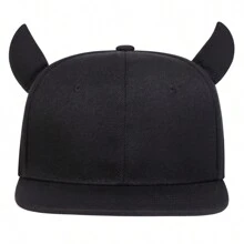 1Piece Men Bull Horn Hip Hop Hat Outdoor Adjustable Sunscreen Leisure Hat Spring Autumn Travel Tourism Beach Vacation - 黑色 - 查看 2