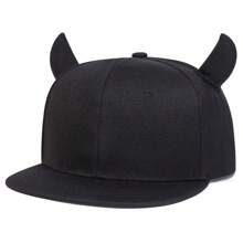 1Piece Men Bull Horn Hip Hop Hat Outdoor Adjustable Sunscreen Leisure Hat Spring Autumn Travel Tourism Beach Vacation - 黑色 - 查看 1
