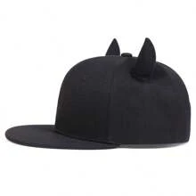 1Piece Men Bull Horn Hip Hop Hat Outdoor Adjustable Sunscreen Leisure Hat Spring Autumn Travel Tourism Beach Vacation - 黑色 - 查看 3