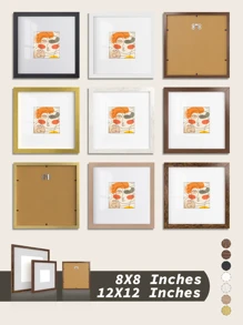 方形壁挂式相框，尺寸可选4x4英寸/5x5英寸/6x6英寸/8x8英寸/12x12英寸，适用于家居装饰和照片墙，7种颜色可选，包括黑色、白色、木纹色和金色，适合星月主题 - 多色 - 查看 2