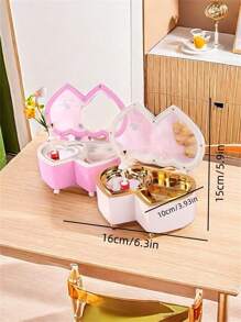 1pc Fashion Heart Shaped Music Box, Double Heart Design Home Decor, Contains Rotating Ballerina Dancer, Hand Crank Acrylic Musical Figurine, Romantic Metal Clockwork, Home Decor Accessory, Romantic Gift For Couples, Birthday, Valentine's Day, Party Valentine's Day Birthday Gifts Graduation
