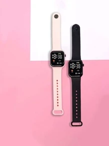 2pcs Battery Operated Square LED Digital Wristwatch For Students/Couples Matching Watch Set - Multicolor - View 3