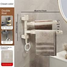 1pc Easy-Install Rotatable Towel Rack - Multi-Bar, Wall-Mounted Bathroom Organizer For Towels & Accessories Home Bathroom Decor Fall Decor Back To School Bathroom - Multicolor - View 7