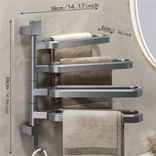 1pc Easy-Install Rotatable Towel Rack - Multi-Bar, Wall-Mounted Bathroom Organizer For Towels & Accessories Home Bathroom Decor Fall Decor Back To School Bathroom - Multicolor - View 3