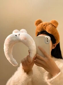 1pc Cute Plush Bear & Rabbit Earband, Sweet For Women, Ideal For Face Mask Wearing In Autumn/Winter