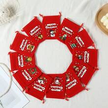 6 túi quà Giáng sinh, túi quà tặng kẹo nhung đỏ lớn, túi rút đựng táo, hỗn hợp ngẫu nhiên - Nhiều màu - Xem 5