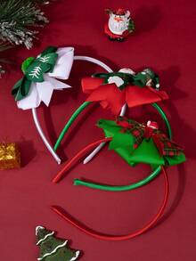 3 件装女童圣诞蝴蝶结发带，布艺圣诞树圣诞老人配饰头带，适合幼儿，时尚儿童发饰派对礼物 - 彩色 - 查看 5