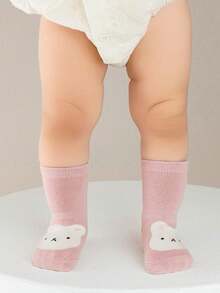 5 双混色卡通动物圆点橡胶底防滑保暖透气穿孔低帮袜子，儿童/婴儿，吸湿排汗，可拉伸 - 彩色 - 查看 6