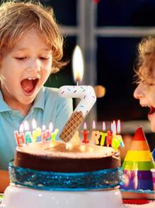 甜甜圈饼干编号 0-9 生日/周年派对蛋糕装饰蜡烛、圣诞节 - 彩色 - 查看 5