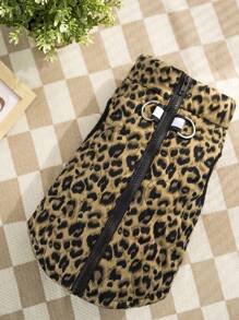 1pc Khaki New Leopard Print & Spotted Gourd Pattern Dog Coat With Back Zipper, Washable Pet Jacket Suitable For Large, Medium And Small Dogs, Home Or Outdoor Use - Khaki - View 7