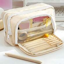 1 pièce Trousse à crayons de grande capacité avec design portable, idéal pour le bureau et l'école. Polyvalente en tant que sac de maquillage, convient pour le bureau, l'école, les jeunes, les filles, les garçons, les hommes, les femmes, les adultes, trousse à crayons, sac d'école