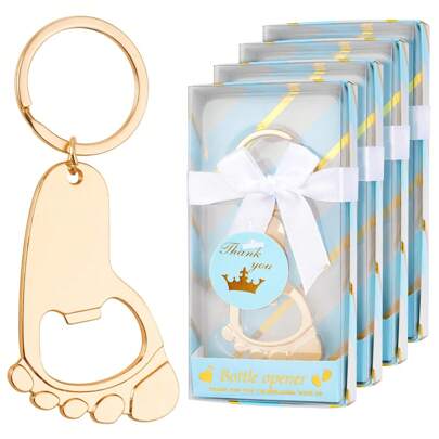 Geschenkbox mit 12 Flaschenöffnern in Fußform für Babypartys, um das Geschlecht und die Partypräferenzen zu enthüllen, Geburtstagsfeiern, Geschenkevents, Valentinstag Geschenke, Küchen- und Bar-Zubehör, Partyfavors