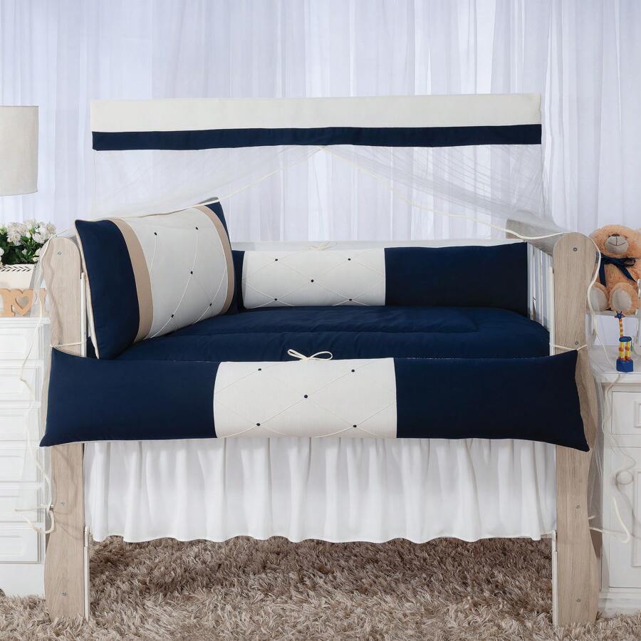 Classic Navy Blue American Crib Kit With  Cotton - Màu xanh hải quân - Xem 1