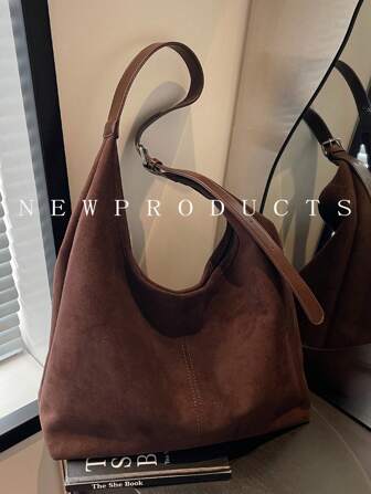 1pc FEISTURE Women Suede Large Capacity Underarm Bag Crossbody Sling Bag (With Small Pouch), Suitable For Girls, Ladies, College Students, Young Professionals, And Office Workers, Great For Work, Business, Commute, School, New Arrival Hobo Bag, New Autumn And Winter Women Bag, Best Fall Purse, Newest Fashionable Suede Bag For Women, Perfectly Matching With Fall Outfits Women Fall Clothes For Women, New Fall Fashion 2025 For Women