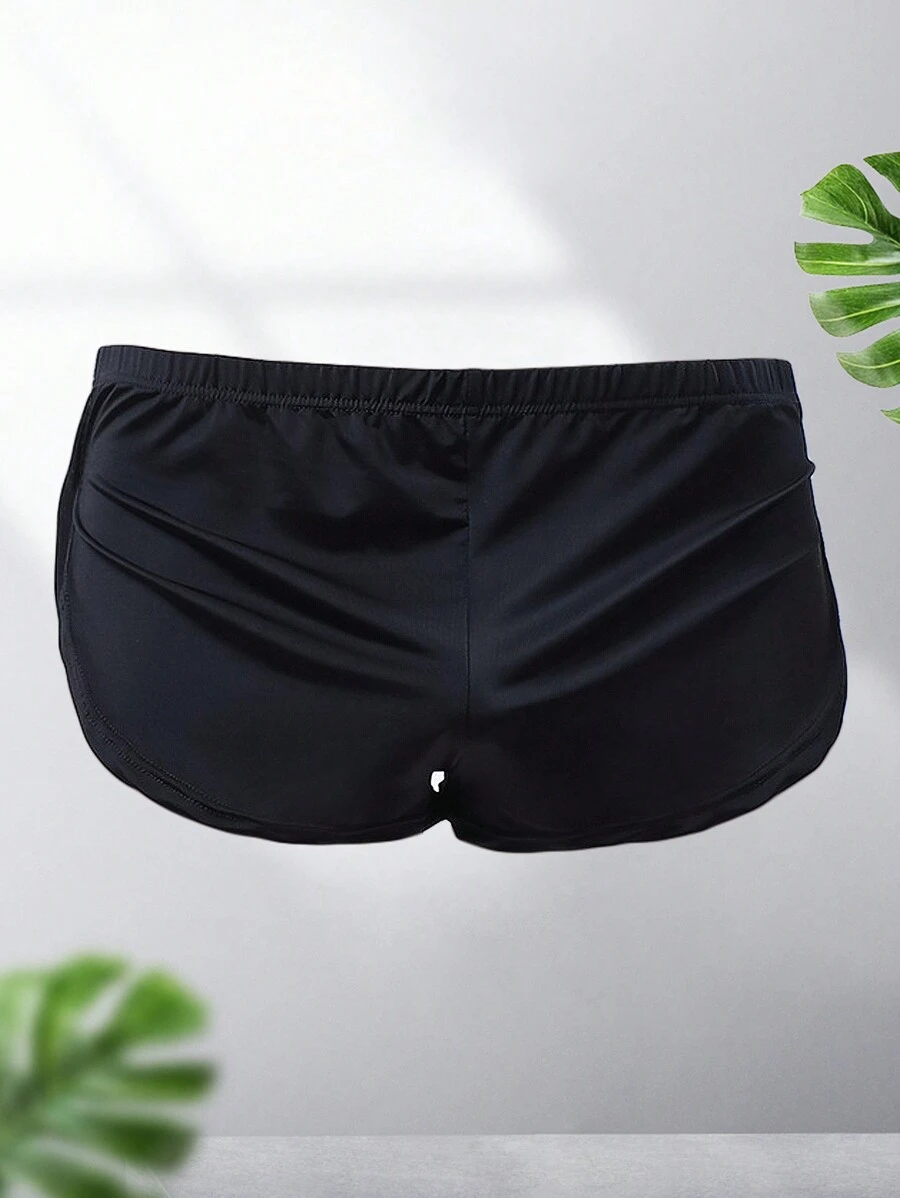 1 Quần Nam Gợi Cảm Thấp Tầng Quần Thể Thao Làm Bằng Băng Vải Lụa, màu Trơn Kích Thích Quần Plus Size Nam - màu đen - Xem 1