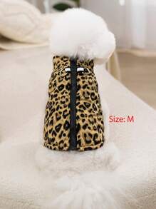 1pc Khaki New Leopard Print & Spotted Gourd Pattern Dog Coat With Back Zipper, Washable Pet Jacket Suitable For Large, Medium And Small Dogs, Home Or Outdoor Use - Khaki - View 19