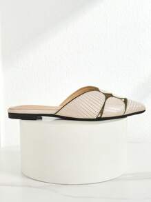 New Hollow Toe Slip-On Flat Sandals For Women, Summer French Fashion Design
