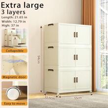 Caixa organizadora dobrável para armário, sala de estar, baú de brinquedos, armário de cozinha, armário para lanches, armário de banheiro, armário de armazenamento simples e luxuoso de plástico com várias camadas - tipo gaveta espaçosa, organizador de brinquedos e artigos diversos para L