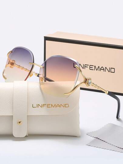 LINFEMAND LINFEMAND Fashion Gradient Frameless Fashion Okulary Dekoracyjne Dla Kobiet, Odpowiednie Na Wakacje Letnie, Imprezę, Jazdę, Prezent Na Wakacje Akcesoria Plażowe Dla Kobiet Okulary Odcienie Na Wakacje Letnie Plażowe, Na Zewnątrz, Podróże